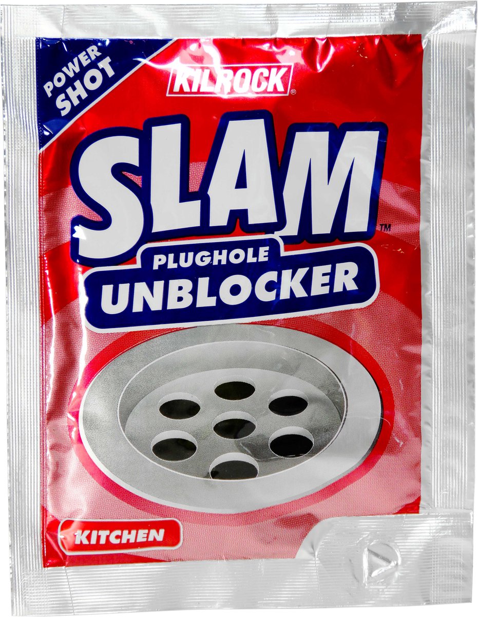 Kilrock SLAM keukenontstopper - 1 zakje a 60g - gootsteenontstopper - ontstopper afvoer keuken gootsteen verstopte buis - drain cleaner powder - unblocker granules