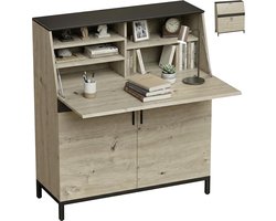 Secretaire Bureau - Inklapbaar Werkstation - Thuiswerken Organiseren - Ruimtebesparend Design - 100 cm Breed - Hout Zwart