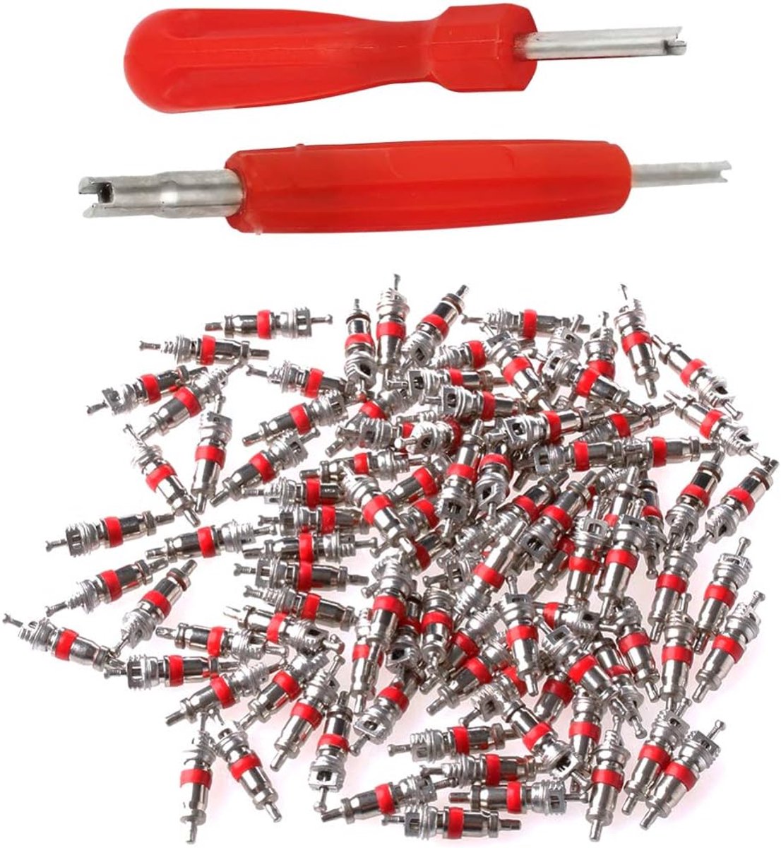 Bandenreparatie Gereedschapset - Ventielkern Verwijderaar - Band Onderhoud - 2-in-1 Functie - 100 Stuks Onderdelen