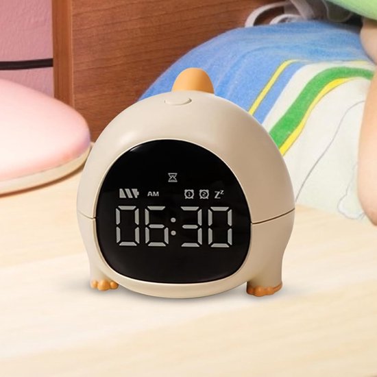 Dinosauruswekker - Kinderwekker Digitaal - Tijd Leren - Creatief LED Display - 10x8x8 cm - Geel — afbeelding 3