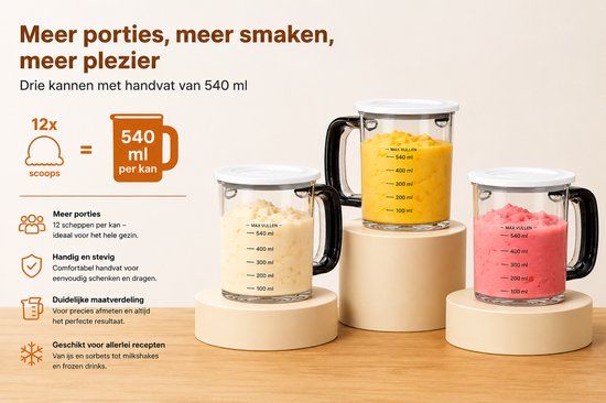 Jensaro IJsmachine voor Thuis - IJsmaker - Gelato Machine - Sorbet Maker - Frozen Yoghurt Maker - Milkshake Maker - 12 Programma's — afbeelding 3