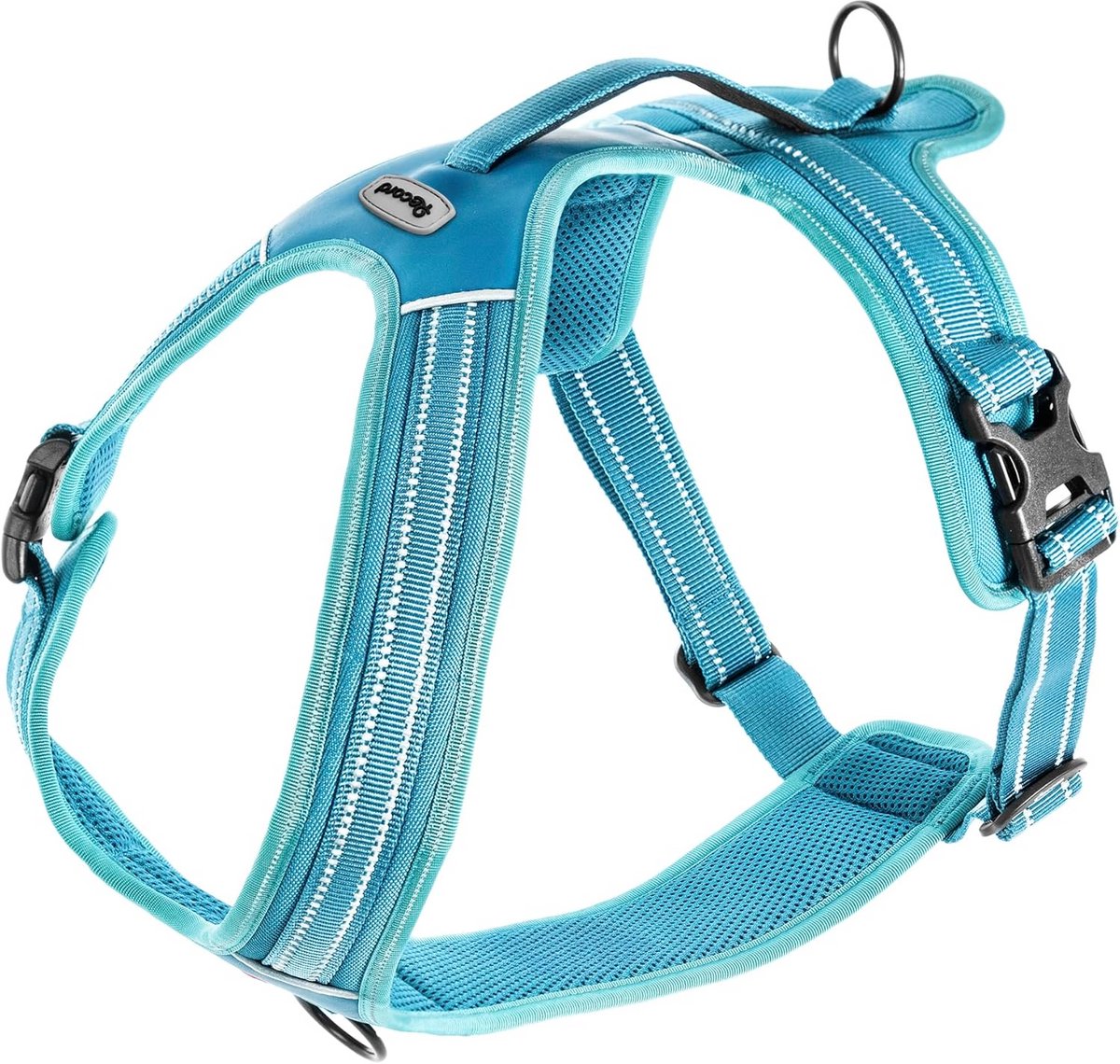 Hondenharnas Action Alpen - Blauw - Maat L - Nylon gevlochten met reflecterende 3M ScotchLite banden - Omtrek 70-95 cm