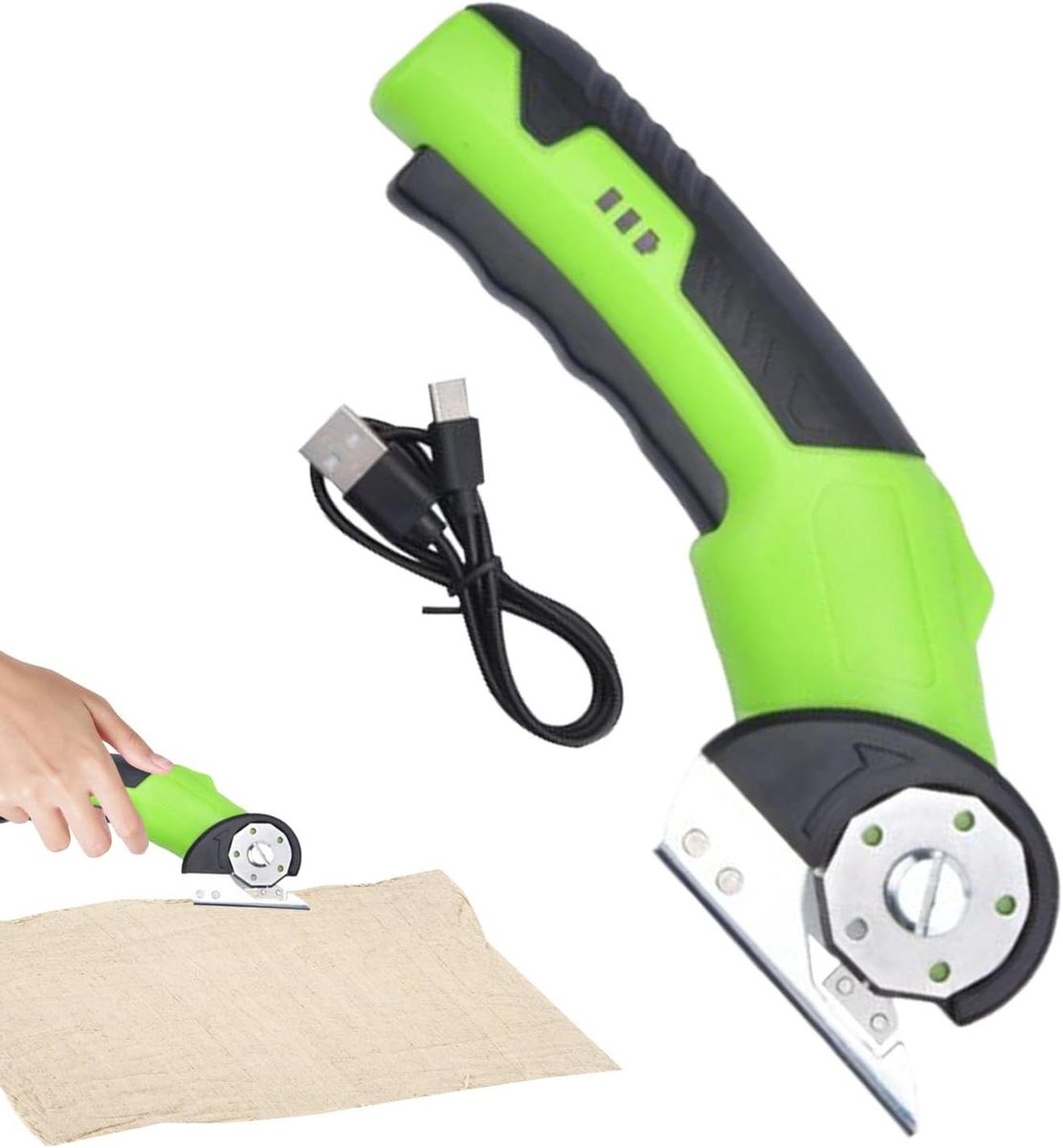 Elektrische Schaar - Draadloos Gereedschap - Precisie Snijden - Veiligheidsslot LED - 6 Mesjes - Groen