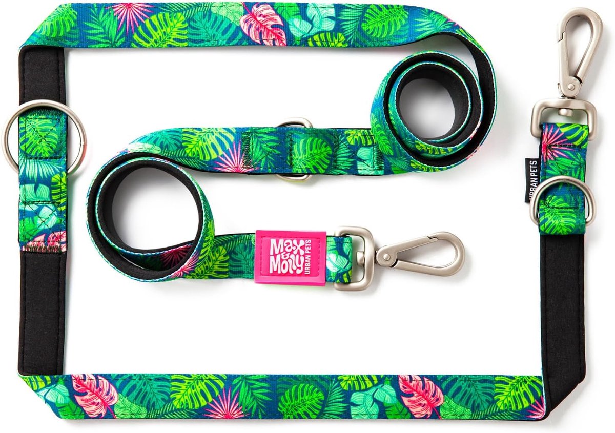 Hondenriem - Multifunctionele lijn - Wandelen met hond - 7 functies instelbaar - 2 meter - Tropical print