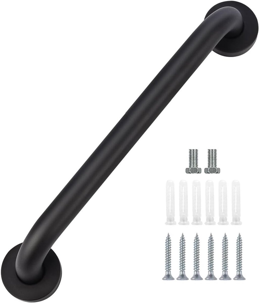 Stevige Douchegreep RVS - 40 cm Badkamer Handgreep Zwart Antislip