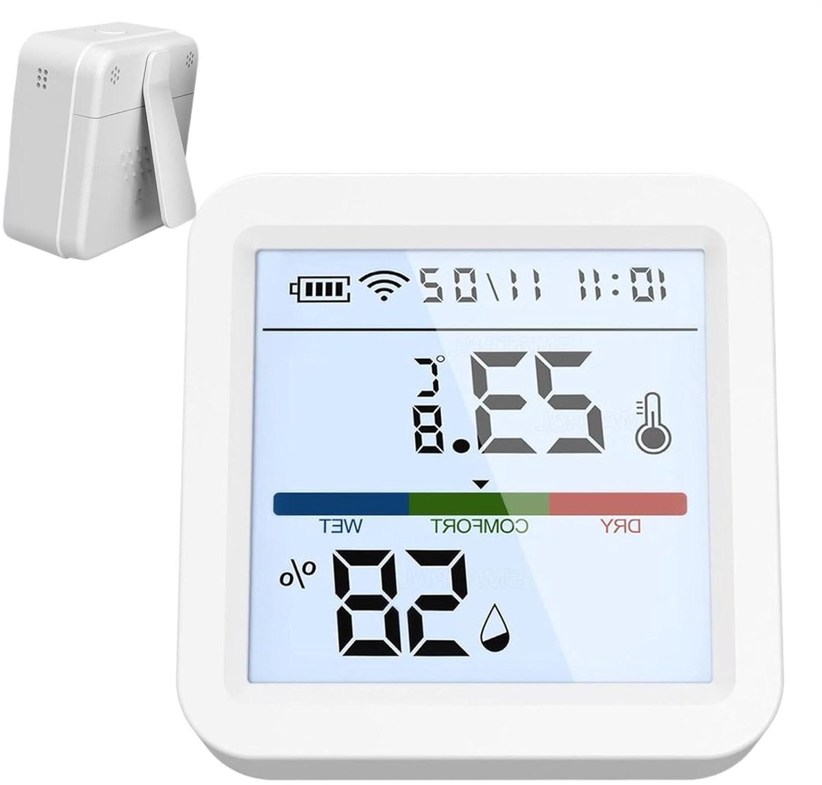 Vochtigheidssensor - Digitale meter - Luchtkwaliteit bewaken - Dubbele modus - 56 cm - Wit