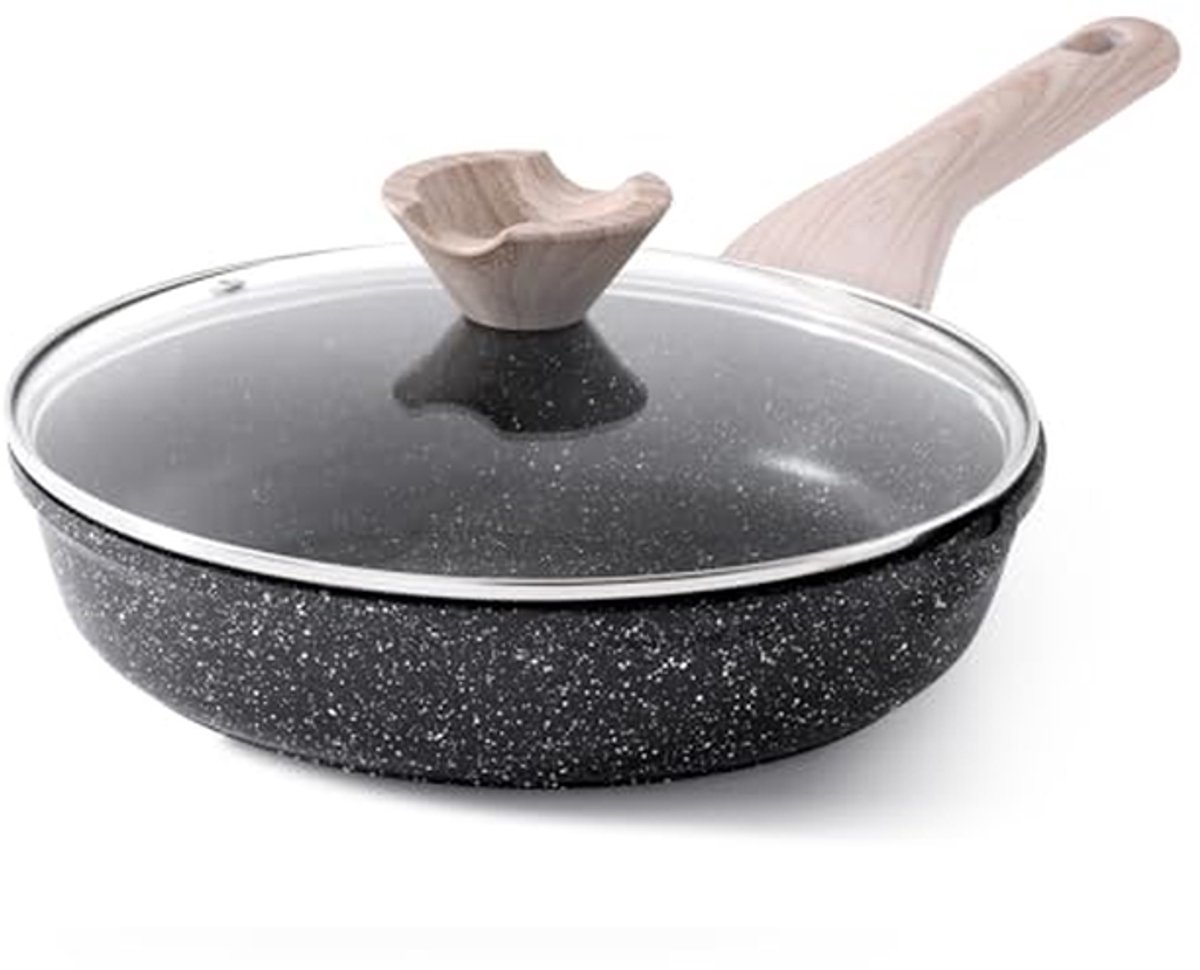 Antiaanbakpan 24 cm met Deksel - Gezonde Inductiepan PFOA-Vrij