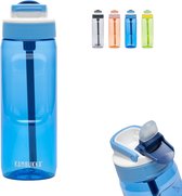 Lagoon waterfles 750ml - Crisp Blue met geïntegreerd rietje