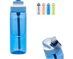Lagoon waterfles 750ml - Crisp Blue met geïntegreerd rietje