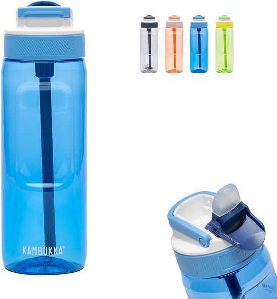 Lagoon waterfles 750ml - Crisp Blue met geïntegreerd rietje