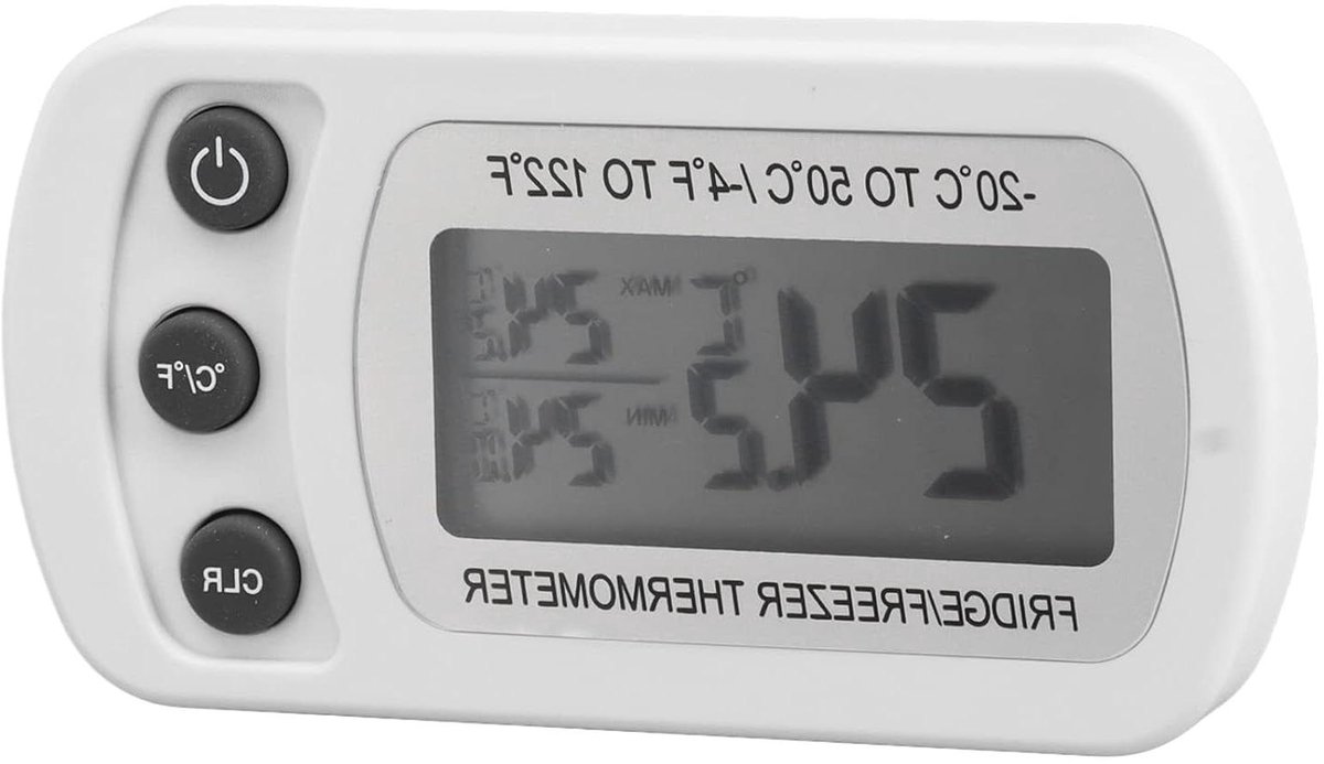 Digitale Koelkastthermometer - Vriezerthermometer Temperatuurmeter - Voedsel Bewaren - Waterdicht IPX6 Ontwerp - -20 tot 50 ℃ - Wit