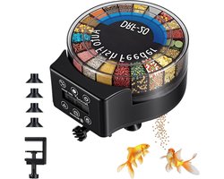 Voederautomaat Aquarium - Visvoerdispenser Automaat - Vissen Voeren - Oplaadbaar Timerdisplay - 140 ml - Zwart