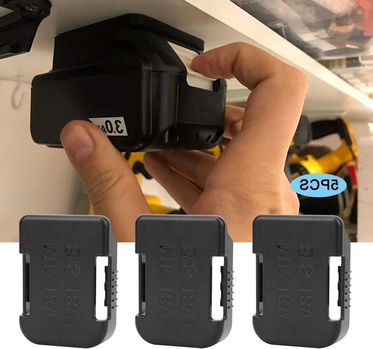 Batterijhouders - Batterijhouder Mount - Batterijen Opbergen - Zekere Klembevestiging - 9.5 x 7 x 2.5 cm - Zwart