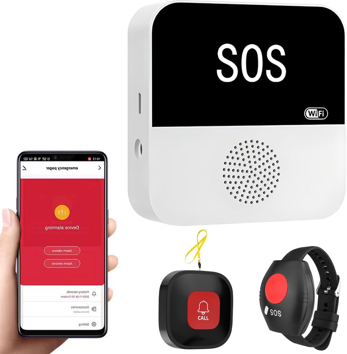 Draadloze verzorger Senioren Pager Alarm - Persoonlijk alarm voor ouderen - Eenvoudig in gebruik - Wifi draadloze zorg - Geschikt voor th