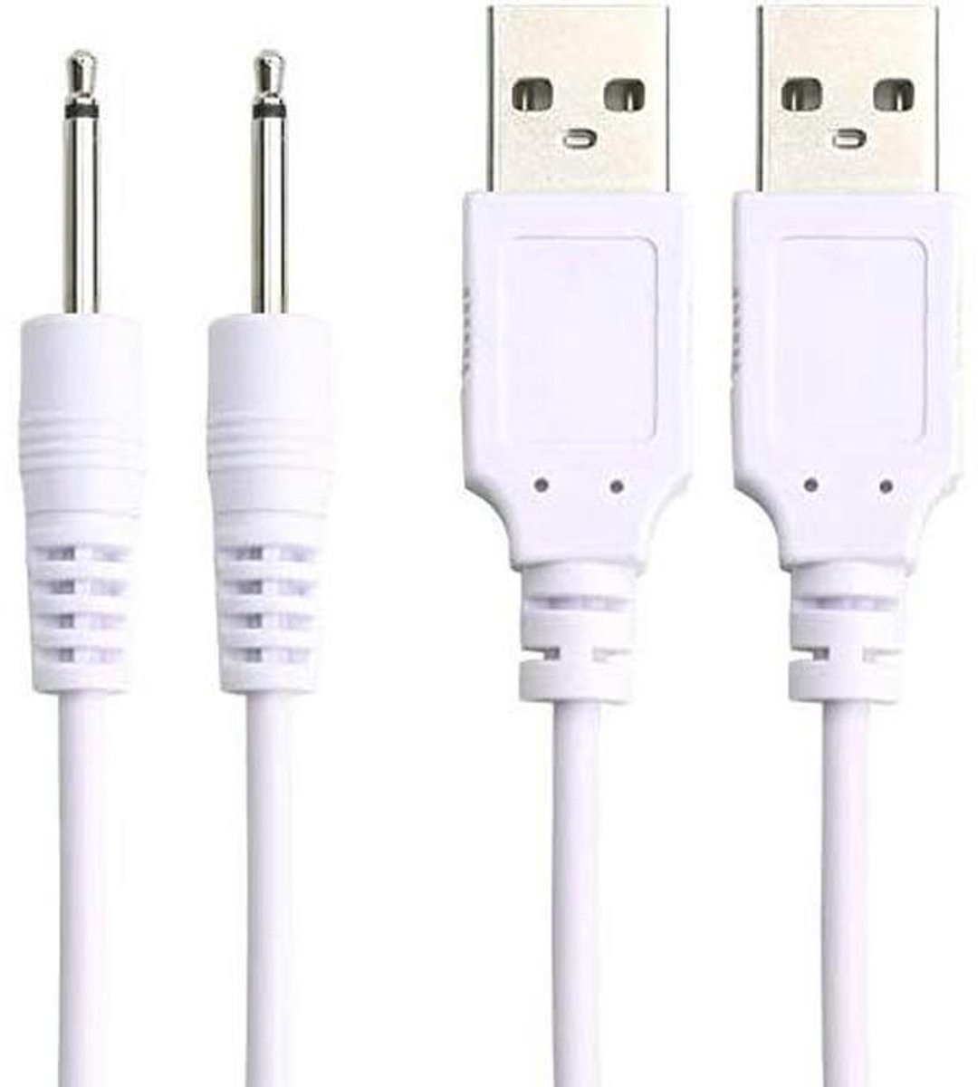 Oplaadkabels Set - USB DC Kabel - Apparaten Opladen - 25 mm DC Connector - 2 x 3 voet - Wit