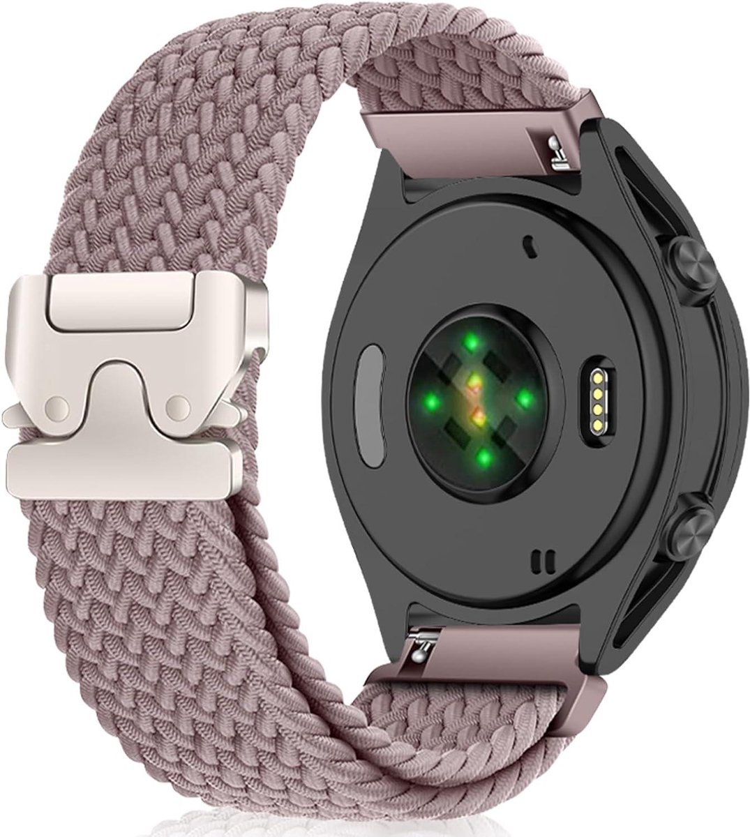 Nylon Band - Verstelbaar Armband - Smartwatch Gebruik - Elastisch Gevlochten - 20mm Breedte - Zwart