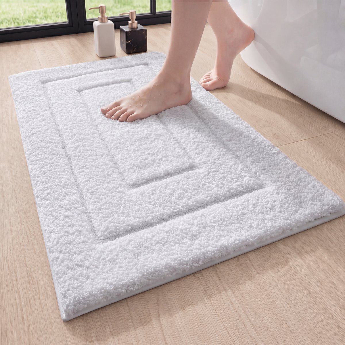 MAESON Badmat 40x60 cm - Antislip & Waterbestendig - Douchemat voor Badkamer - klein - Wit - Geschikt voor Douche & Bad
