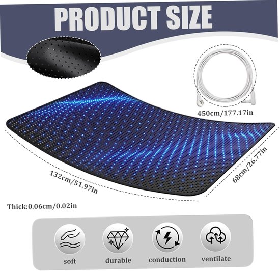 Aardingsmat - Bed mat - Ontspanning thuis - Geleidend PU materiaal - 68 x 132 cm - Zwart — afbeelding 4