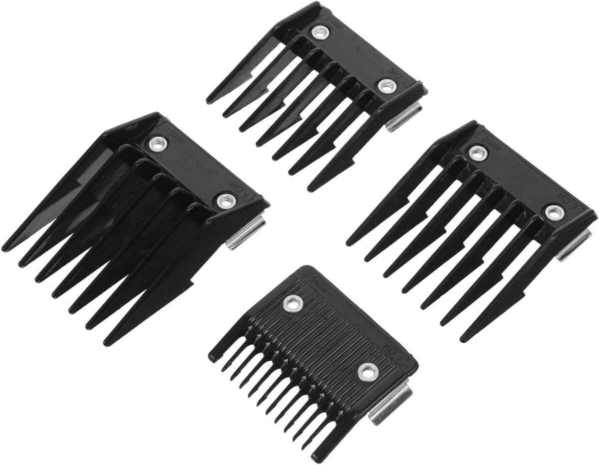 Opzetkammen voor Trimmer - Haarkammen Clipper - Haar Stijlen - Roestvrij Staal - 6.5 x 4.5 x 2.2 cm - Zwart
