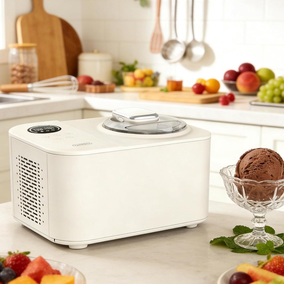 Snelle IJsmaker - Dessertmachine - Zelf Desserts Maken - Zonder Voorvriezen - 12L Inhoud - Gebroken Wit