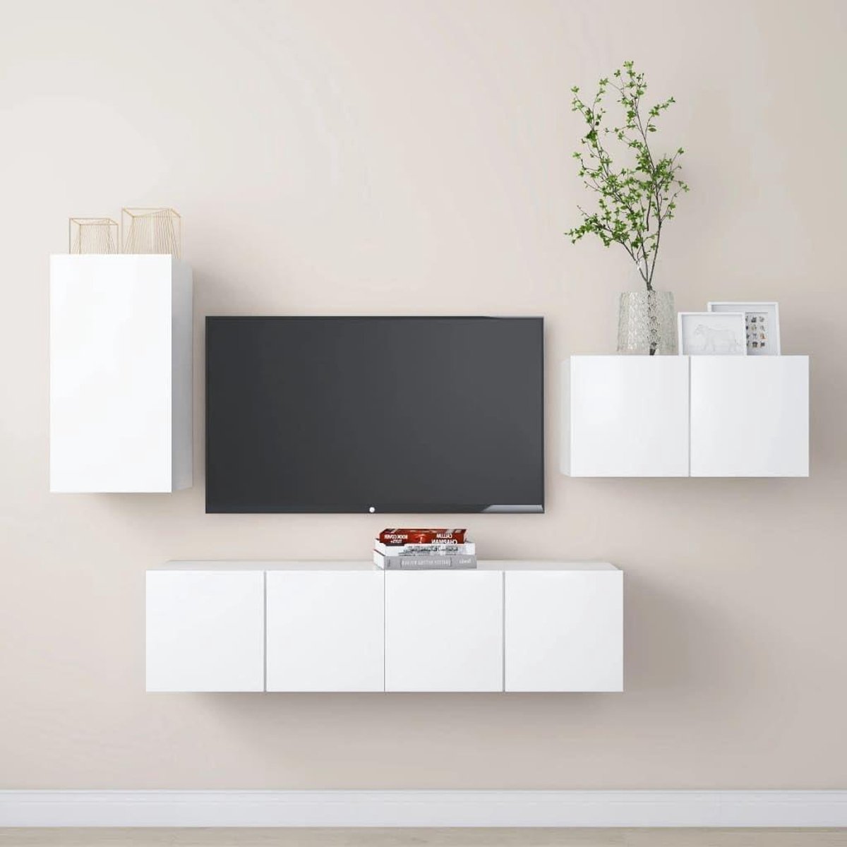 TV Kast - Multimedia Meubel - Woonkamer Organiseren - Modulair Systeem - 30x30x30 cm - Wit