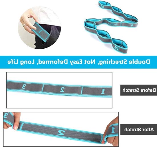 Verstelbare Yoga Stretch Band met 9 Lussen, Wasbaar en Hoog Elastisch voor Effectieve Yoga-Oefeningen en Flexibiliteitstraining — afbeelding 2