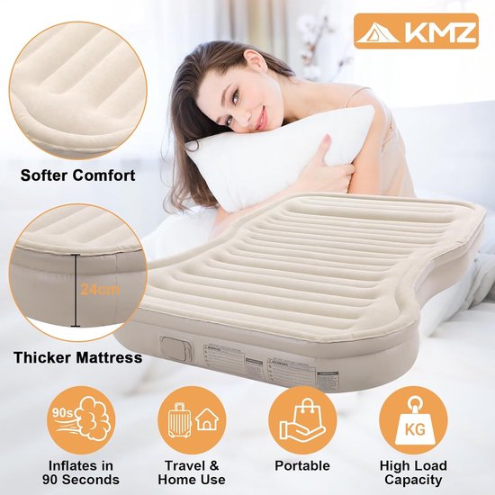 Luchtmatras met pomp - Auto luchtbed - Kamperen en reizen - Zelfopblazend - 22 cm dik - Kaki — afbeelding 2