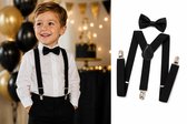 Kinder Bretels en Vlinderstrik Set – Zwart – Verstelbaar – 1-5 Jaar – Feestelijke Accessoires voor Jongens
