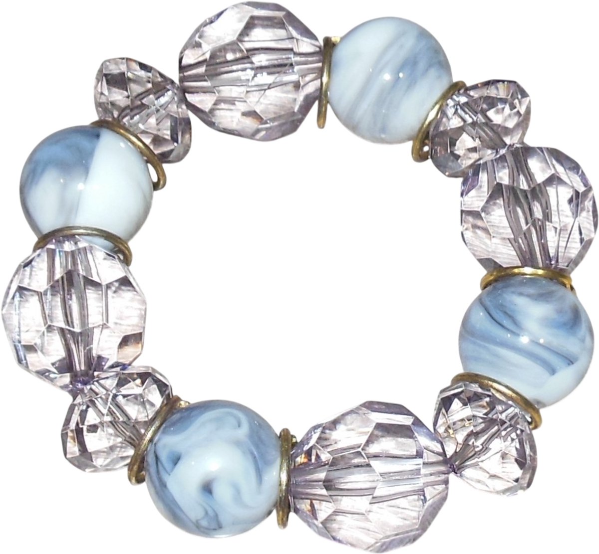 Armband transparant-wit-zwart met gouden ringen