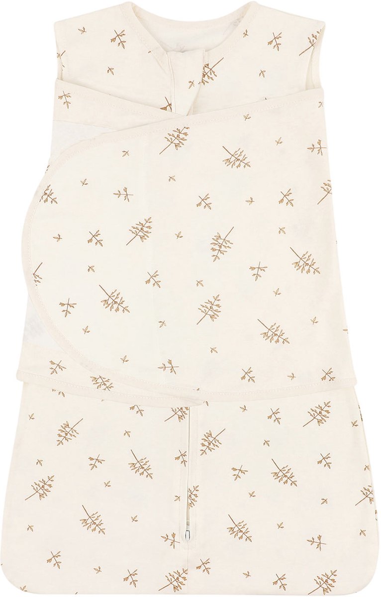 Topmelon Baby Slaapzak - Wrapper - Baby Zomerslaapzak - Baby inbakerdoek - Met Stille Klittenband - Anti-Schrikreflex - 100% Katoen Beige Lengte 65cm