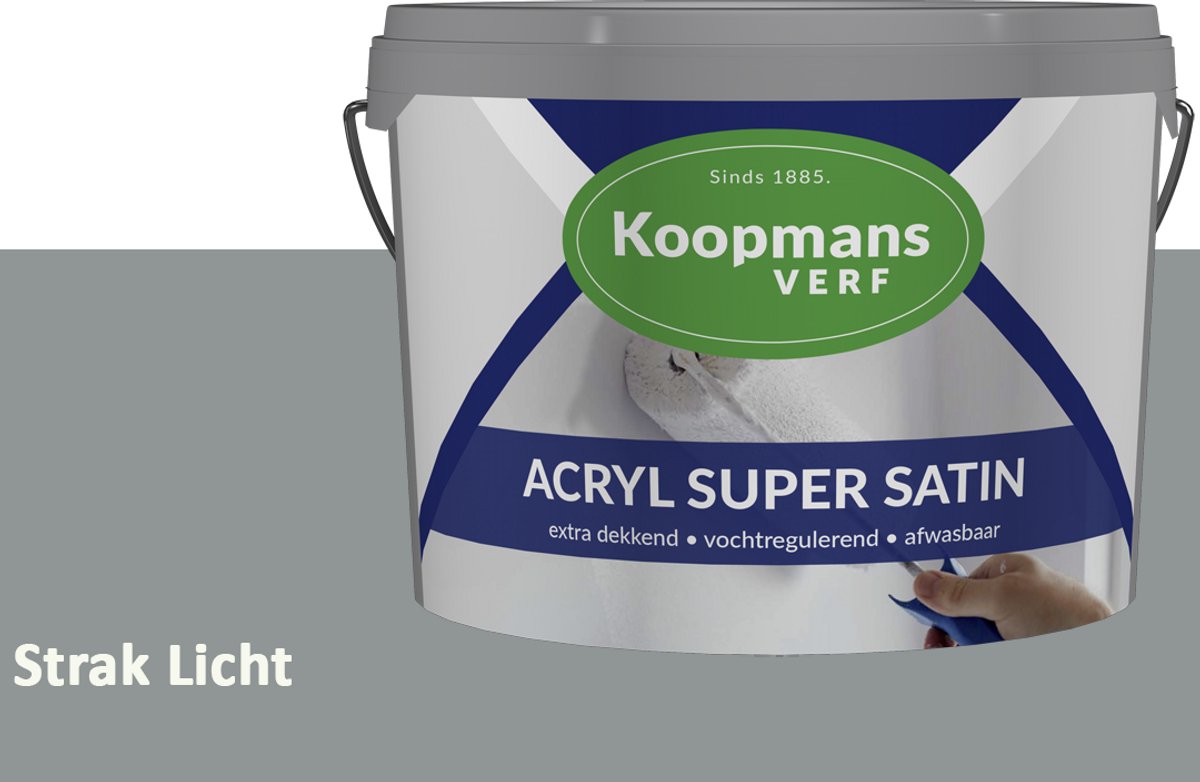 Koopmans Acryl Super Satin Zijdeglans Muurverf – Reinigbare Binnen- en Buitenverf voor Muren & Plafonds – Strak Licht – 2,5 l