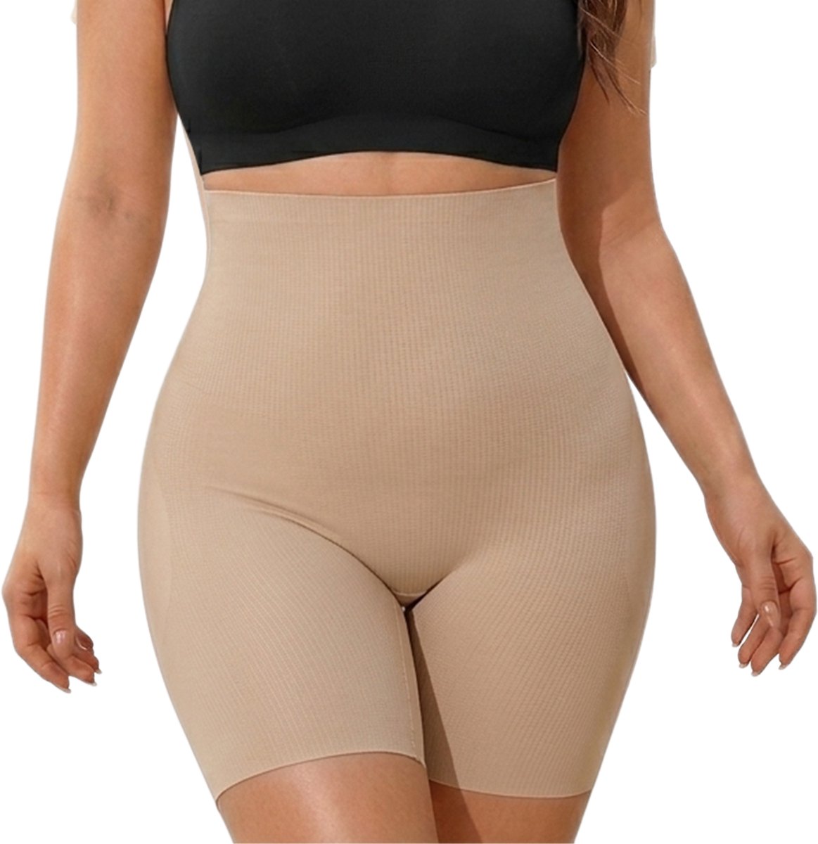 Corrigerende High Waist Short met Uitneembare Pads – Maat XL – Beige – Naadloze Shapewear Dames - Butt Lift & Buikcorrectie – Naadloze Shaping Short - Push Up Effect - Corrigerend Ondergoed Dames - Onzichtbaar onder Kleding - Shapetape