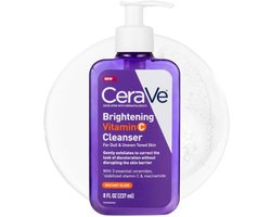 CeraVe Brightening Vitamin C Facial Cleanser 237ml – Gezichtsreiniger met Vitamine C, Niacinamide & Ceramiden – Hydraterende Face Wash voor Doffe en Ongelijke Huid – Parfumvrij