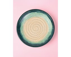 Rasp Bordje Breeze - Blauw Groen Beige - Rasp Schaaltje - Knoflook Rasp - Gember Rasp -Chocolade - Kookliefhebber - Amber Blokjes - Fairtrade - Handmade - Keramisch - Raspen - Schaven - Vegan - Vintage