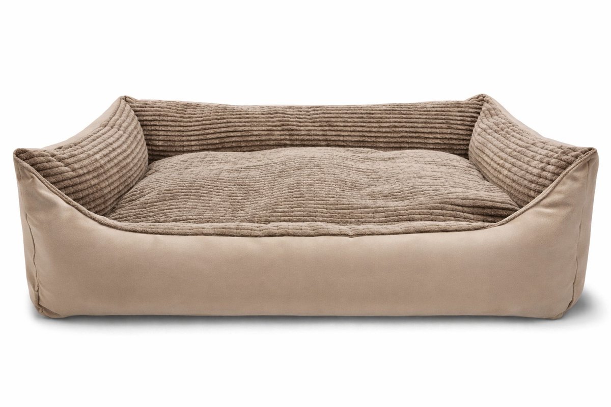 Hondenbed Kanape 100x70 cm - Comfortabel en Wasbaar Met Afneembare Hoes en Kussen, beige