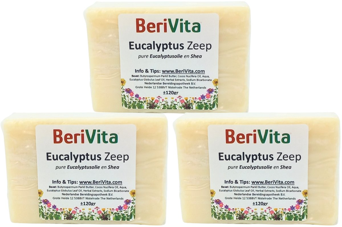 Eucalyptus Zeep 3x120gr - Natuurlijke Zeeptabletten met Eucalyptusolie en Shea Butter