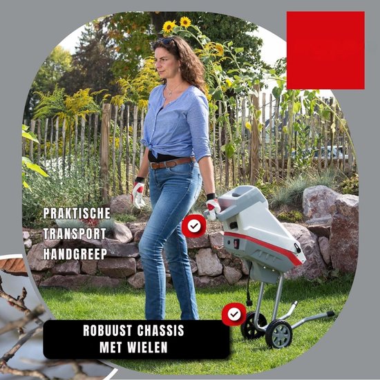 AHD® Hakselaar - Hakselaar Versnipperaar - Hakselaar Electrisch - Grijs/Rood - ‎46cm x 37cm x 91cm van Ahd — afbeelding 2