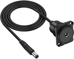 D-Type DC 5.5mm x 2.1mm Paneelmontage Voedingskabel Verlengkabel voor 12V 24V Router, Monitor en LED Strip - 1m (Zwart)