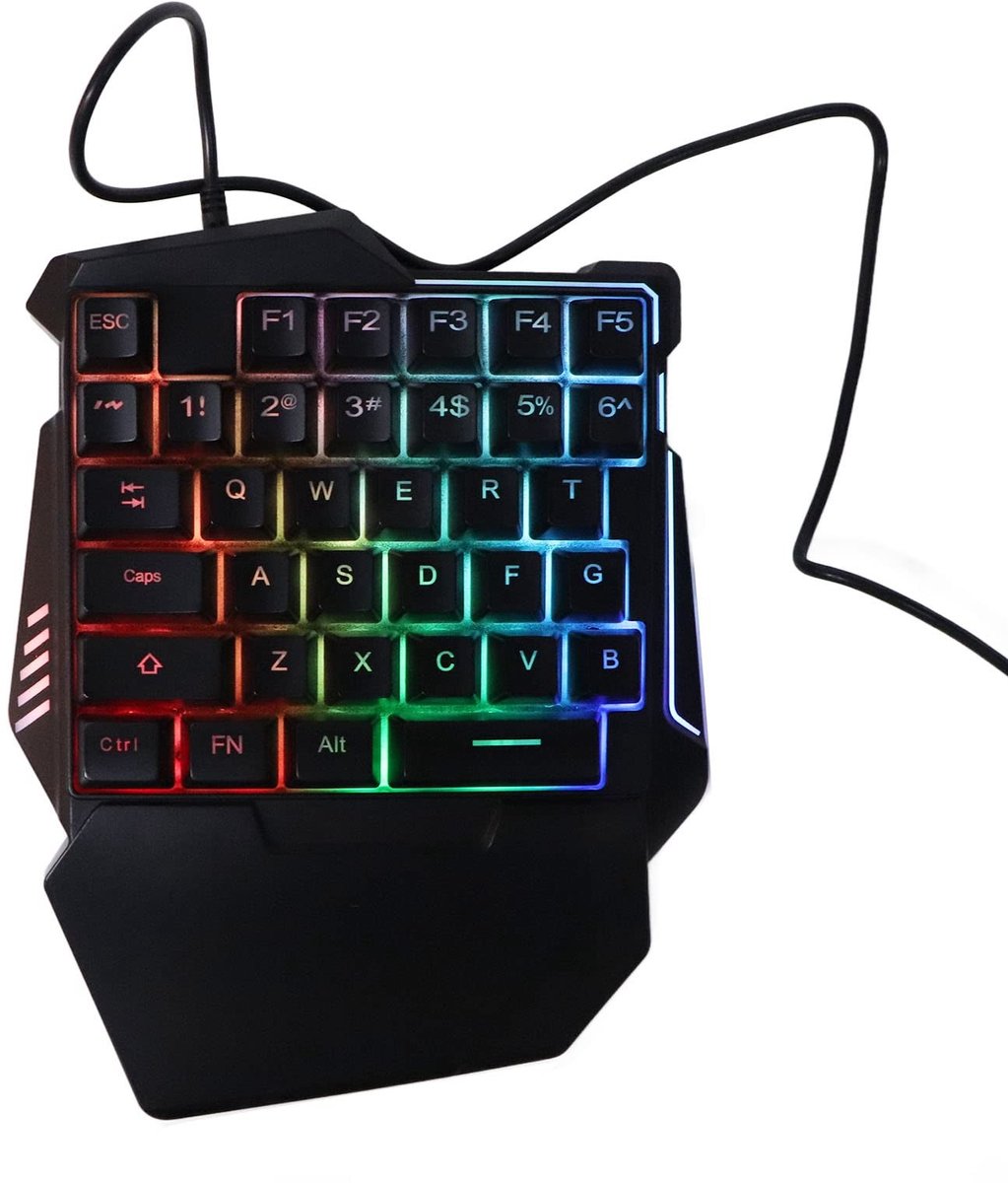Solidchoice - Dailygoody - Eenhandig RGB Mechanisch Gamingtoetsenbord - Mini Gaming Toetsenbord - Polssteun - Professioneel Gaming Toetsenbord - Stille Toetsen - Ge.