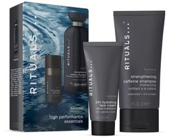 Rituals Geschenkset - 2 Producten - Hydraterende Gezichtscrème 20 ml + Shampoo 50 ml - Cadeaus voor Mannen - Cadeaudoos - Cadeauset - Geschenkdoos - Giftset Man - Ritual of Homme - Skincare Set - Dagcrème - Crème - Gezichtsverzorging - Heren - Men