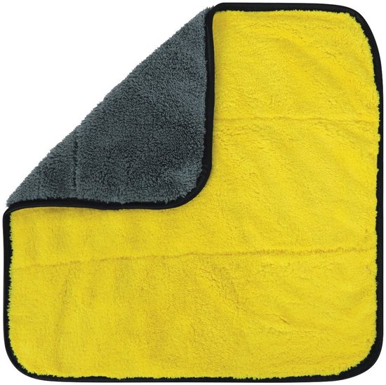 Chiffon Valma microfibre déplié, un côté jaune, l'autre gris.