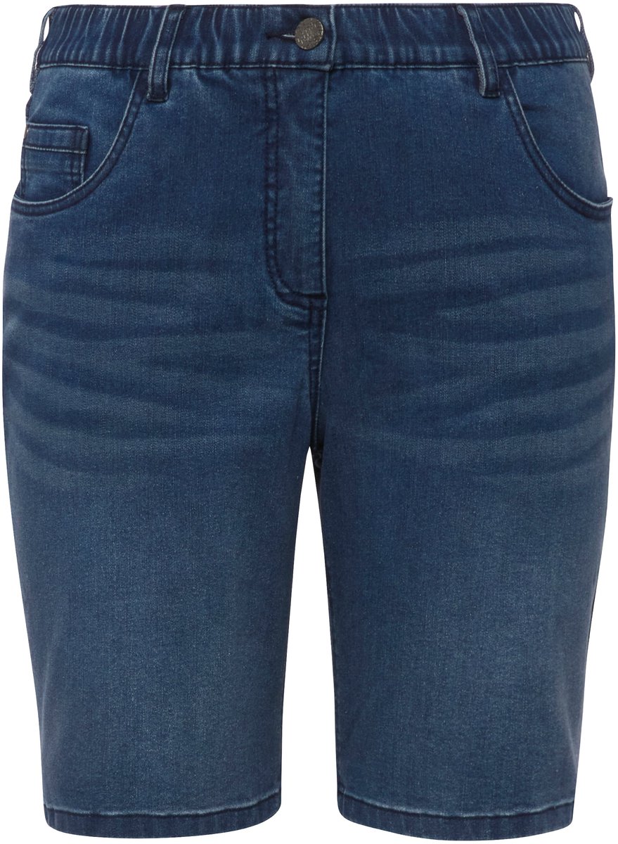 Ulla Popken - Dames - Jeansbermuda Mandy 5-pocket model comfortabele tailleband - Licht blauw denim - Maat 52