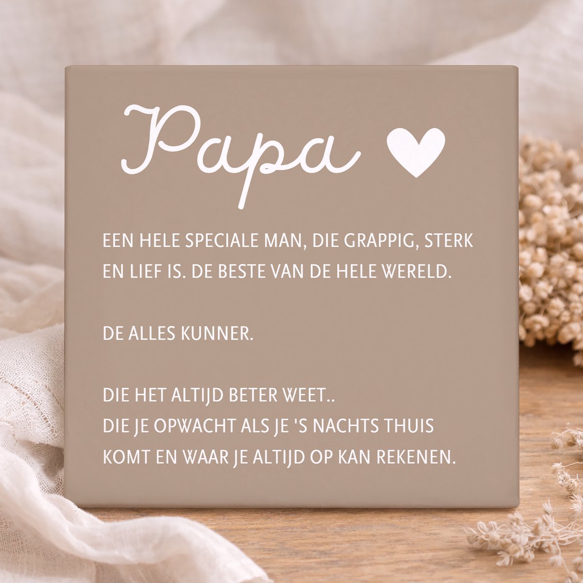 Printazzy - Tegeltjes met Tekst - Papa - Vaderdag Cadeau - Decoratie Woonkamer - Wanddecoratie - Geschenkset Vaderdag - Gepersonaliseerd Cadeau - Bruin