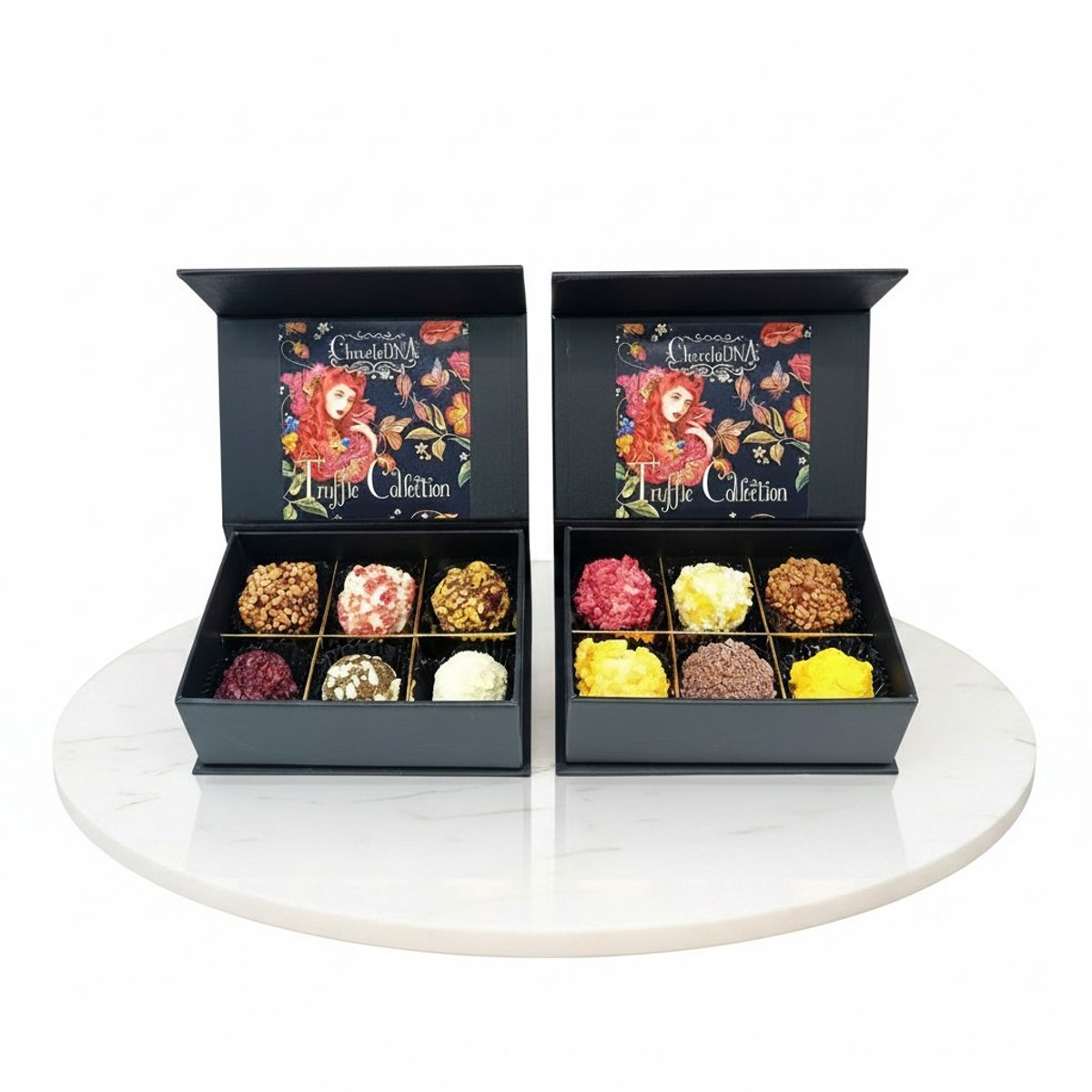 Chocoseum en Chocoladna Luxe chocolade cadeau Truffels Mini 2x6 stuks - Tuffels_Bonbons_Ambachtelijke chocolade_Luxe bonbons_Chocolade cadeau_Geschenkdoos chocolade_Vegan chocolade_Pralines_Verjaardag_Moeder_Vader_Valentijn Bedankt_Vegatarisch
