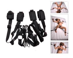 Zeloria Bondage Restraint Set – Verstelbare Hand- en Enkelboeien Voor Bed – BDSM Starter Set – Zwart
