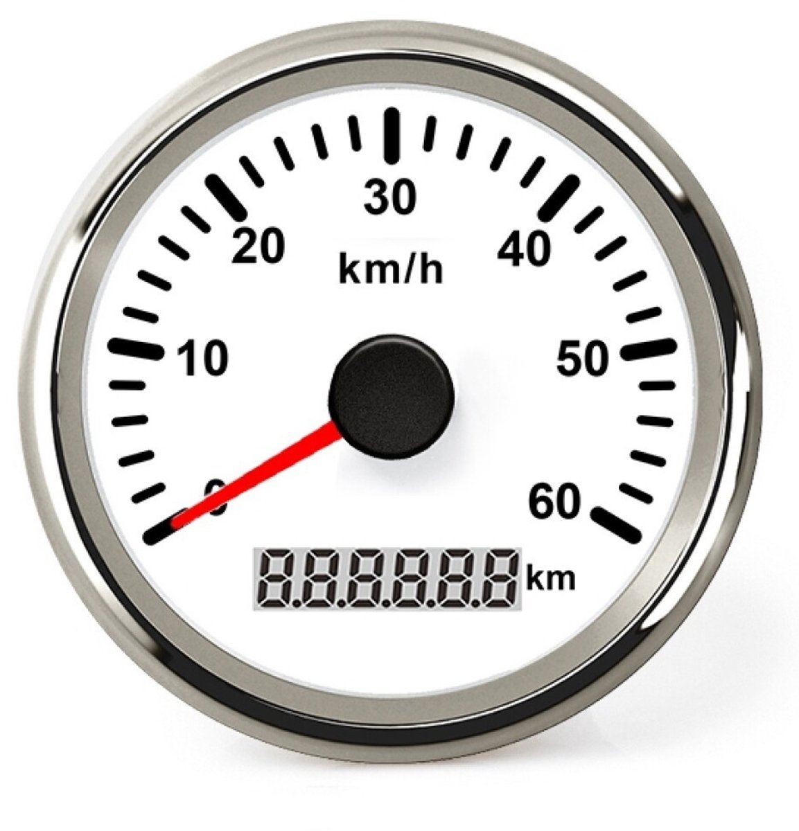 Hollex GPS Snelheidsmeter Wit/RVS 0-60km/h 9-32V