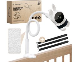 Mondura® Babyfoon houder Universeel – Babyfoonhouder - Babyfoon Standaard – Babyphone - incl. 3 bandjes- Wit - Leer