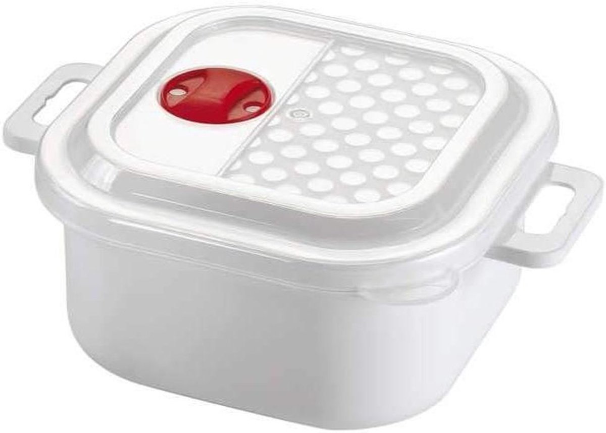 Magnetroncontainer - Voedselbewaarbak - Maaltijden Opwarmen - Met Deksels - 1.1 Liter - Wit