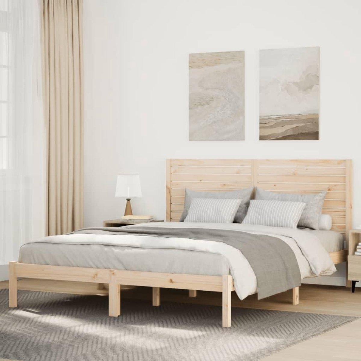 Massief Houten Bed - Tienerbed Lattenbodem - Rustiek Slapen - Extra Lange Afmeting - 140 x
