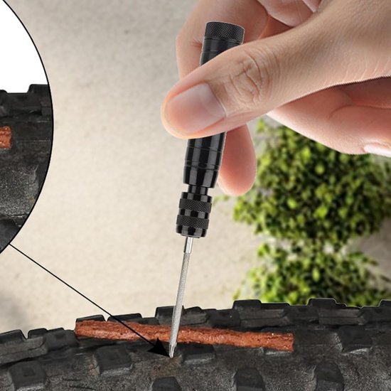 Banden reparatieset - Fiets motor reparatie - Onderweg banden plakken - Compact en draagbaar - 11 cm lengte - Zwart — afbeelding 3